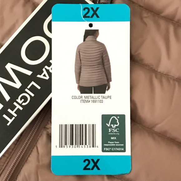 32 DEGREES Down Puffer Jacket Heat Ultra Light Taupe NWT Women's Plus Size 2X - Picture 10 of 16